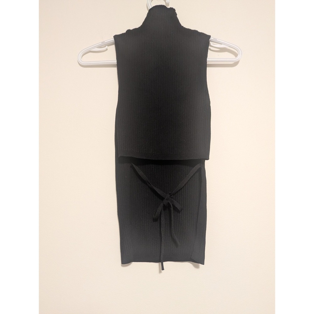 Aritzia Babaton Ambrosia Sculpt Knit Tie Back Sleeveless Tank Sweater XS Black